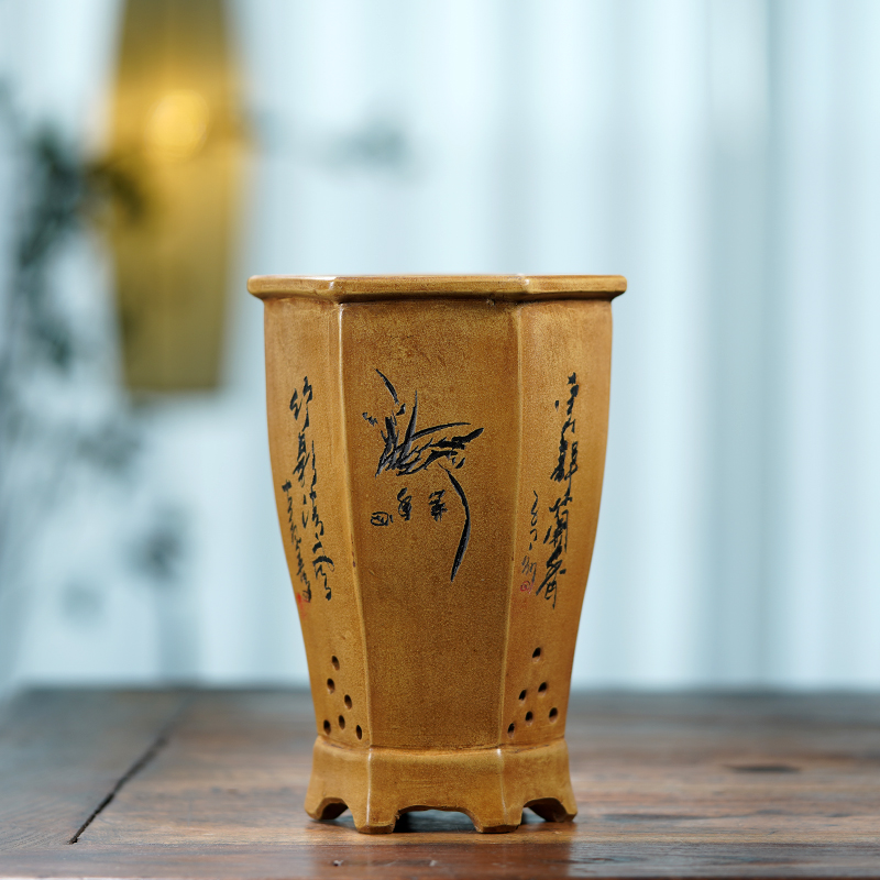 Bonsai Garden China - Pot à bonsaï hexagonal en céramique,