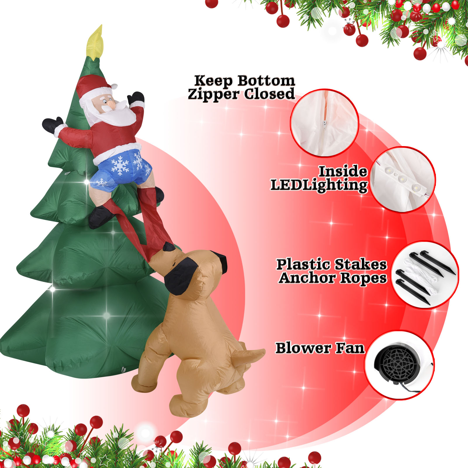 Chien gonflable de noël avec a - Bonsai Garden Ornaments avis et prix