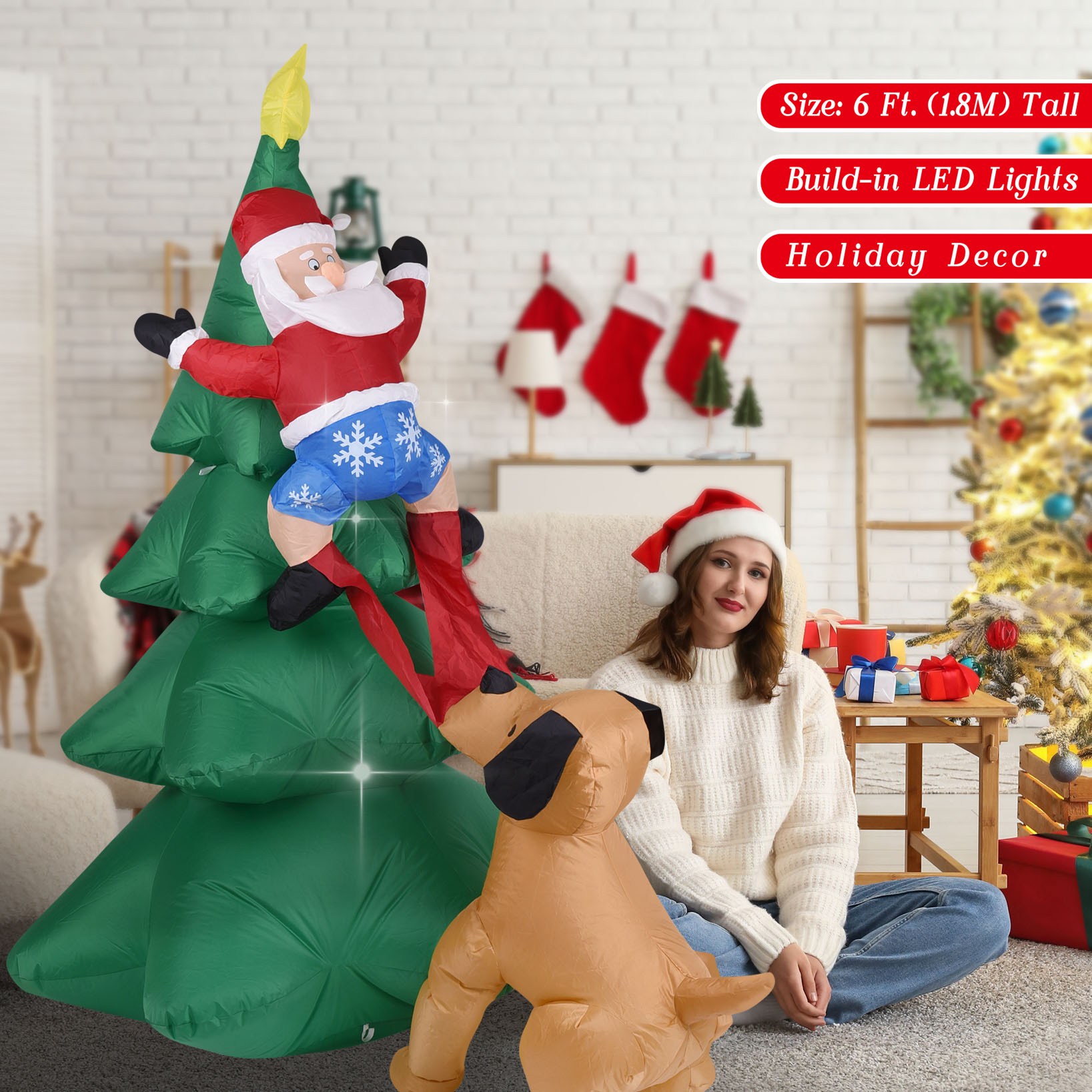 Chien gonflable de noël avec a - Bonsai Garden Ornaments avis et prix